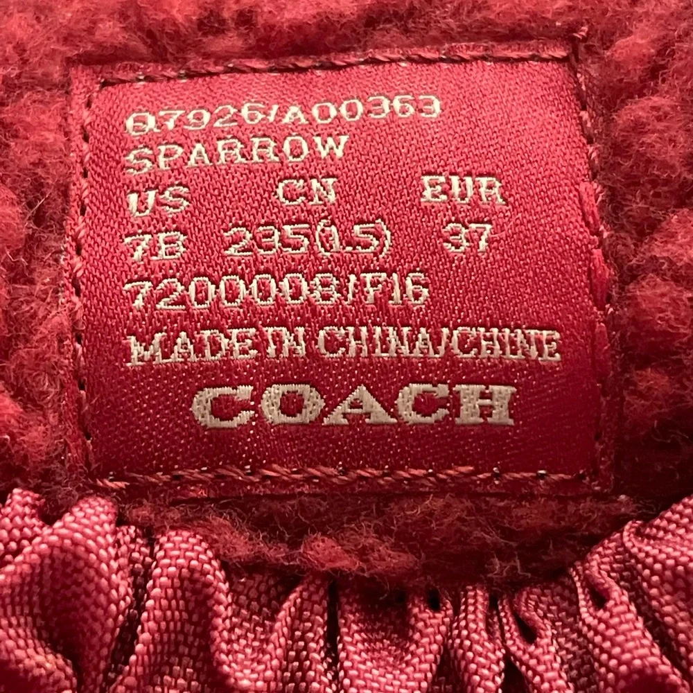 COACH Quilted “Sparrow” red boots size 7